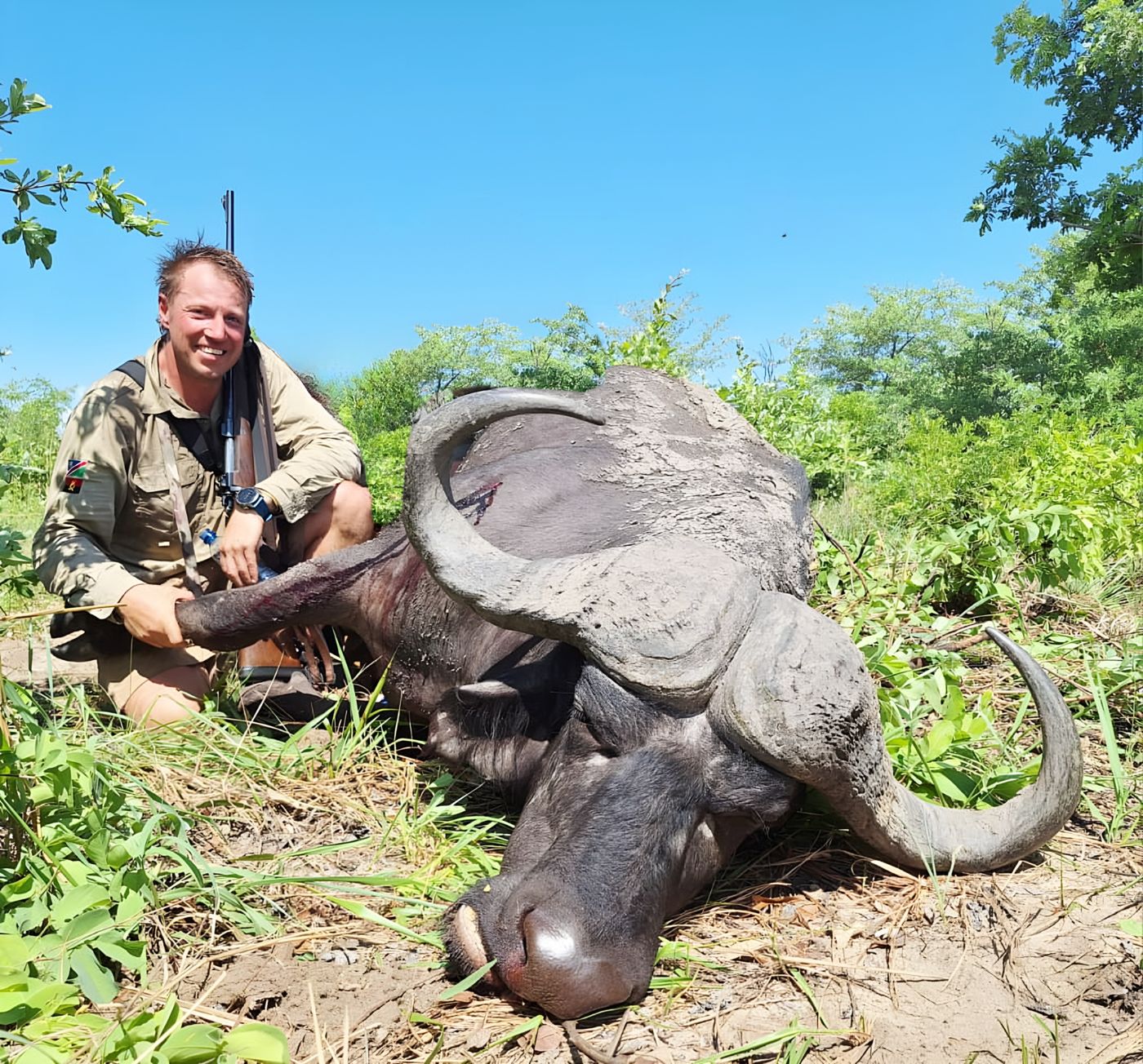 Stephan with a Cape buffalo