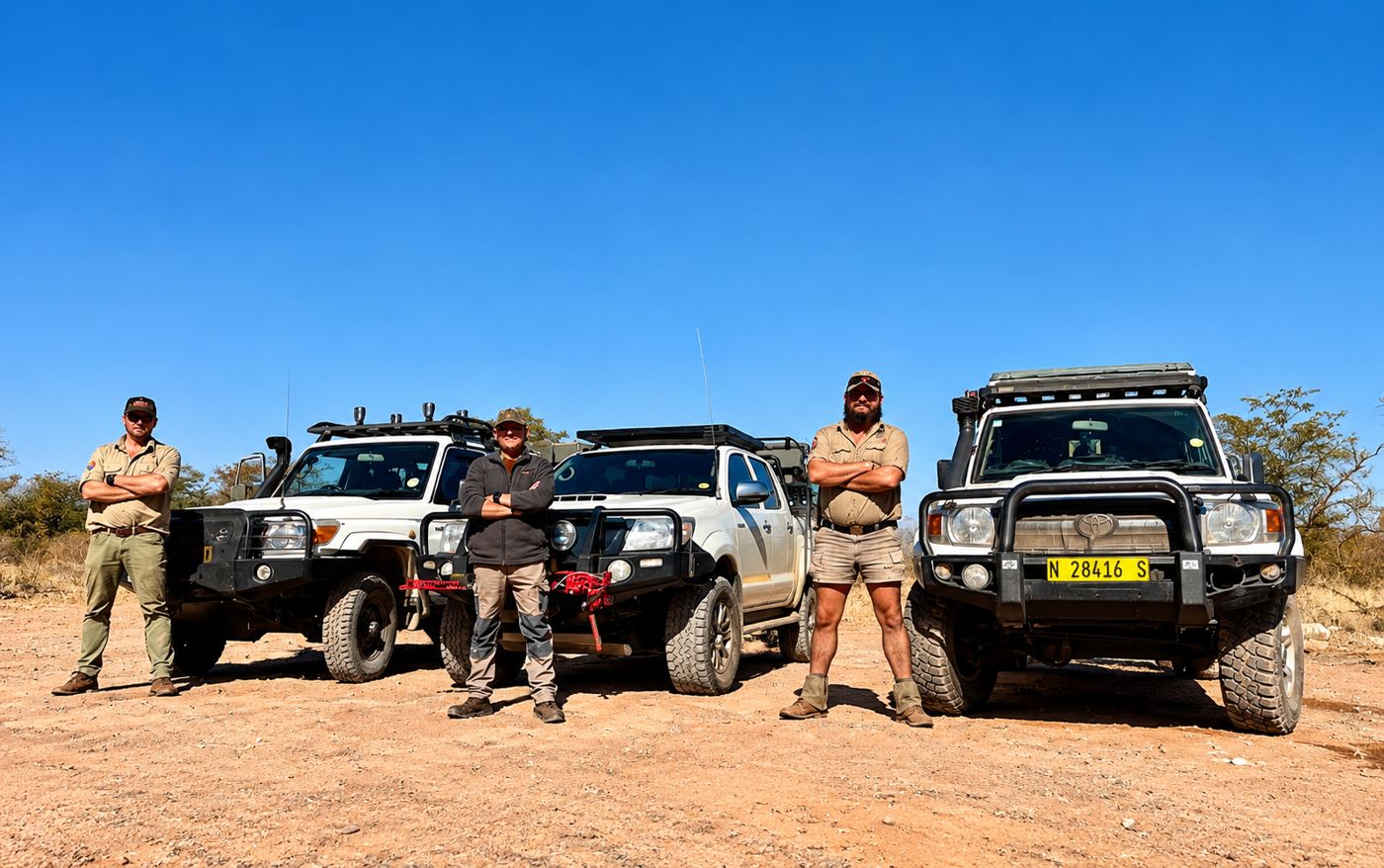 The JSB team with the hunting vehicles
